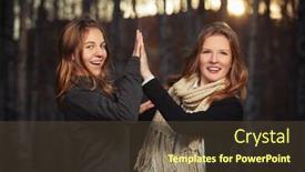  Presentation with black girls - Audience pleasing presentation design consisting of two young fashion girls walking outdoor stylish teen model in black pullover and scarf backdrop and a tawny brown colored foreground