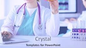  Presentation with tests - Presentation theme with two-young-female-doctors background and a light blue colored foreground