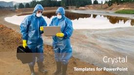  Presentation with dirty water - Amazing PPT theme having two-young-female-ecologists backdrop and a coral colored foreground