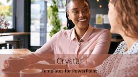  Presentation with coffee shop - Theme enhanced with two-young-female-friends-meeting and a coral colored foreground