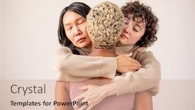  Presentation with females - Amazing presentation having two-young-females-of-caucasian backdrop and a coral colored foreground
