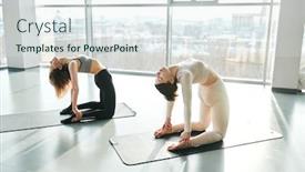  Presentation with females - PPT layouts consisting of two-young-fit-females background and a sky blue colored foreground