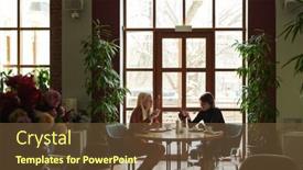  Presentation with friendly - PPT theme with two-young-friendly-women background and a tawny brown colored foreground