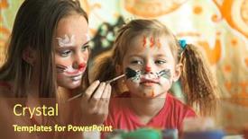  Presentation with faces - Audience pleasing presentation theme consisting of two-young-girl-sisters-playing backdrop and a tawny brown colored foreground