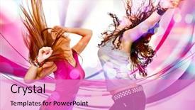  Presentation with girl power - PPT layouts enhanced with two young girls dancing background and a lilac colored foreground