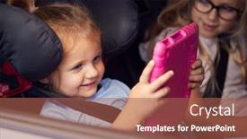  Presentation with digital car - Presentation theme enhanced with two-young-girls-watching-digital background and a red colored foreground