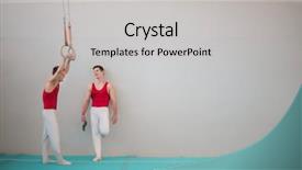  Presentation with athletes - Audience pleasing slide set consisting of two young handsome athletes having backdrop and a light gray colored foreground