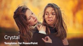  Presentation with black girls - PPT layouts enhanced with two young happy girls walking outdoor stylish fashion teenage models wearing black pullover background and a tawny brown colored foreground