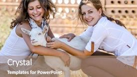  Presentation with goat farm - Beautiful theme featuring two young happy women feeding backdrop and a  colored foreground