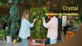  Presentation with working - PPT theme having two-young-hipster-designers-working background and a  colored foreground