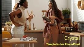  Presentation with angry baby - Slides consisting of two-young-intercultural-angry-women and a tawny brown colored foreground