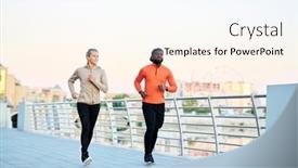  Presentation with athletes - Slides featuring two-young-intercultural-athletes background and a sky blue colored foreground