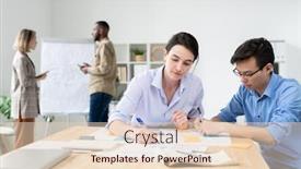  Presentation with intercultural - PPT theme having two-young-intercultural-brokers-sitting background and a lemonade colored foreground