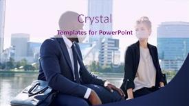  Presentation with points - Slide set consisting of two-young-intercultural-business-partners background and a sky blue colored foreground