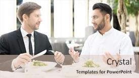  Presentation with german shepherd two young puppys - Theme enhanced with two young intercultural businessmen sitting background and a lemonade colored foreground