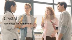  Presentation with intercultural - PPT theme featuring two young intercultural couples background and a coral colored foreground