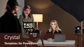  Presentation with videographer - Slides featuring two-young-intercultural-female-models background and a  colored foreground