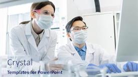  Presentation with scientific research - Presentation design featuring two-young-intercultural-lab-workers background and a lemonade colored foreground