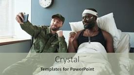  Presentation with soldiers - PPT theme having two-young-interculturala-soldiers-taking background and a mint green colored foreground