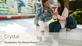  Presentation with amusement-park - Slide deck having two-young-joyful-multinational-women and a cream colored foreground