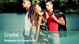  Presentation with triangle - Audience pleasing presentation design consisting of two young man love triangle backdrop and a seafoam green colored foreground