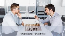  Presentation with chess - Slides consisting of two young man playing chess background and a light blue colored foreground