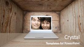  Presentation with cramped inside the box - Theme consisting of two young man trapped inside background and a coral colored foreground
