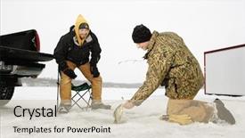  Presentation with winter ice - Amazing presentation having two young men ice fishing backdrop and a soft green colored foreground