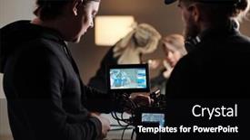  Presentation with black men - Presentation design having two-young-men-in-black background and a  colored foreground