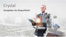  Presentation with process - Slides featuring two-young-men-in-working background and a white colored foreground