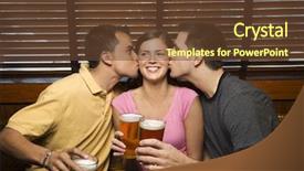 Presentation with females - Colorful PPT theme enhanced with cheek while holding their beer backdrop and a tawny brown colored foreground
