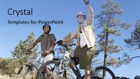  Presentation with mountain view - Colorful slides enhanced with mountain bikes in field backdrop and a light blue colored foreground