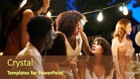  Presentation with multicultural - PPT theme with two-young-multicultural-brides-discussing background and a tawny brown colored foreground