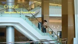  Presentation with hotel business - Slide deck with two-young-multicultural-colleagues background and a tawny brown colored foreground