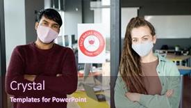  Presentation with announcement - Theme consisting of two-young-office-workers background and a wine colored foreground