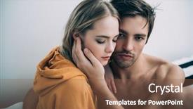  Presentation with love - Amazing presentation theme having love are hugging love affair backdrop and a tawny brown colored foreground