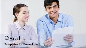  Presentation with octagon two mma fighters standing - Slide deck enhanced with two young people standing background and a light blue colored foreground