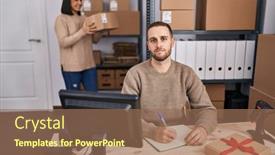  Presentation with attitude - Presentation design consisting of two-young-people-working background and a coral colored foreground