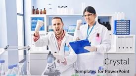  Presentation with yelling - Slide set with two-young-people-working background and a lemonade colored foreground