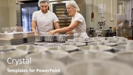  Presentation with baking - Slide set consisting of two-young-people background and a gray colored foreground