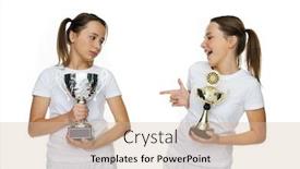  Presentation with pure white - Colorful presentation enhanced with two-young-pretty-girls backdrop and a soft green colored foreground