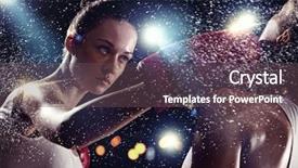  Presentation with fight two boxer boxing - PPT theme featuring two young pretty women boxing background and a tawny brown colored foreground