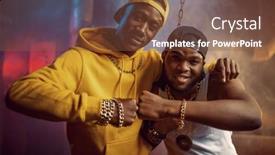  Presentation with studio - Presentation enhanced with two-young-rappers-breakdancing background and a tawny brown colored foreground
