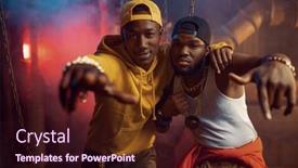  Presentation with studio - Cool new theme with two-young-rappers-breakdancing backdrop and a wine colored foreground