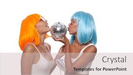  Presentation with party time - Cool new PPT layouts with two-young-smiling-asian-women backdrop and a soft green colored foreground