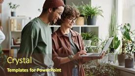  Presentation with new ideas - PPT layouts having two-young-software-developers-discussing background and a tawny brown colored foreground