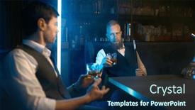  Presentation with hookah - PPT theme with two-young-stylish-man-relax background and a navy blue colored foreground