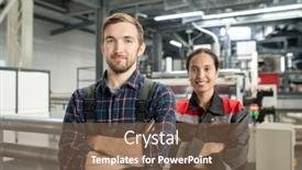  Presentation with polymer - Slide set consisting of two-young-successful-workers background and a violet colored foreground