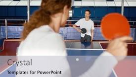  Presentation with table tennis - PPT theme consisting of two-young-woman-playing-table background and a  colored foreground