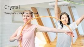  Presentation with gymnastics - Presentation consisting of two-young-women-are-doing background and a soft green colored foreground